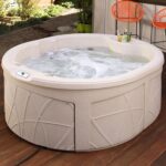 LifeSmart Key Largo 4 Person Plug and Play Hot Tub Spa with Multicolor Underwater LED Light and Insulated Cover