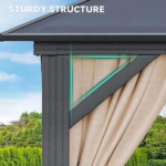 Hardtop Double Roof Gazebo with Netting and Shaded Curtains - Image 3