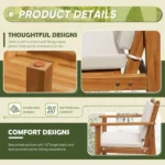 4 Piece Outdoor Acacia Wood Patio Set - Image 4