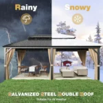 Hardtop Double Roof Gazebo with Netting and Shaded Curtains (12x20ft) - Image 2