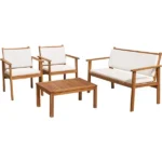 4 Piece Outdoor Acacia Wood Patio Set - Image 2