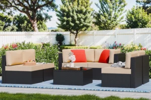 7 Piece Outdoor Furniture Set with Center Table - Image 2