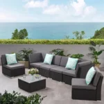 7 Piece Outdoor Patio Furniture Set with Center Table