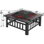 Wood Burning Fire Pit Table with Lid and Cover - Image 4