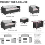 7 Piece Outdoor Furniture Set with Propane Fire Pit Table & Waterproof Cover - Image 3