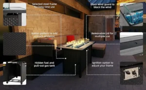 Propane Fire Pit Table with Glass Window Protector - Image 3
