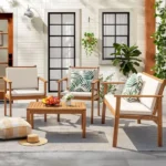 4 Piece Outdoor Acacia Wood Patio Set