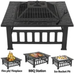 Wood Burning Fire Pit Table with Lid and Cover - Image 3