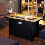 Propane Fire Pit Table with Glass Window Protector