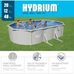 Bestway Hydrium Galvanized Steel Wall Above Ground Swimming Pool Set (20' x 12' x 48") with Sand Filter, Skimmer, Ladder, Ground Cloth, Cover - Image 2